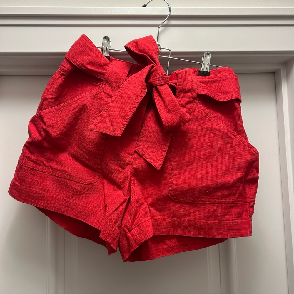 LOFT Red High Waist Bow Tie-Front Shorts - Size 6 - NWT